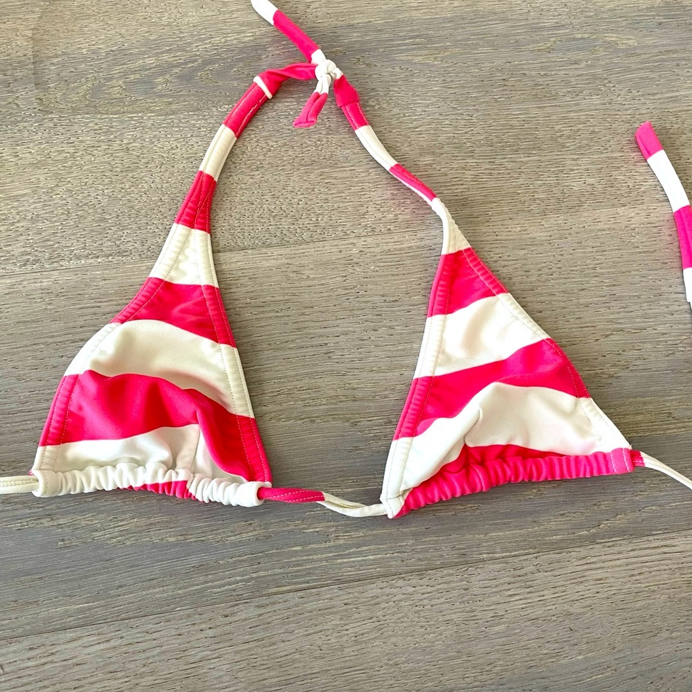Pink & White Triangle Bikini Top - Size M